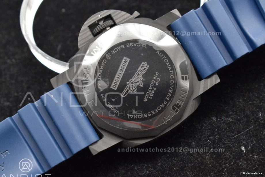 Dial W 439 Trendsetting P Best Carbotech SBF Blue 1:1 Blue Rubber Edition Strap PAM1232 on 0124